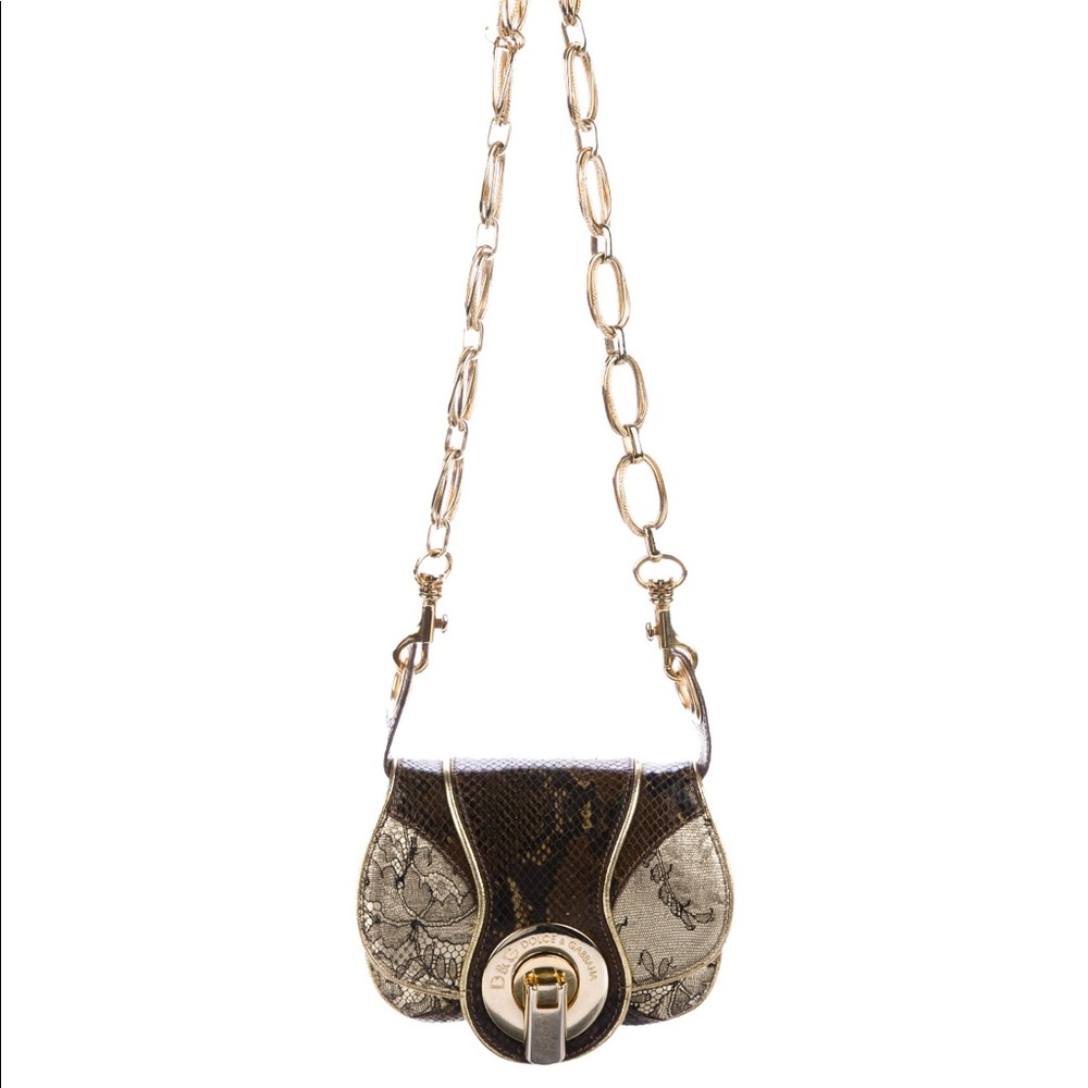 Dolce & Gabbana Mini Lace Gold Bag